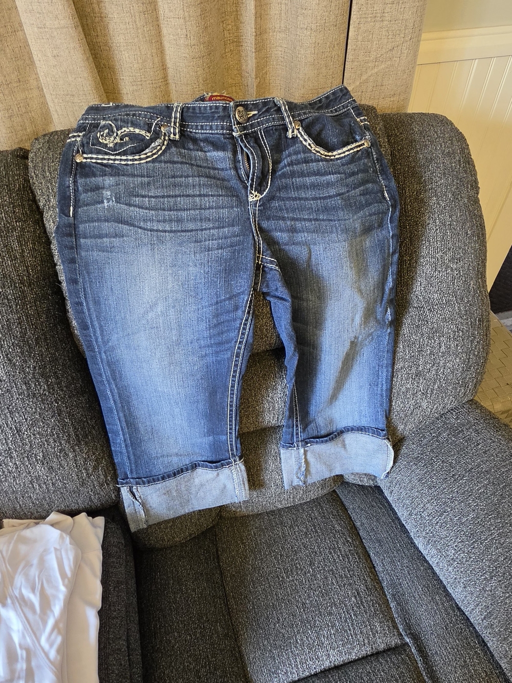 Maurices Dark Blue Cuffed Crop Jeans